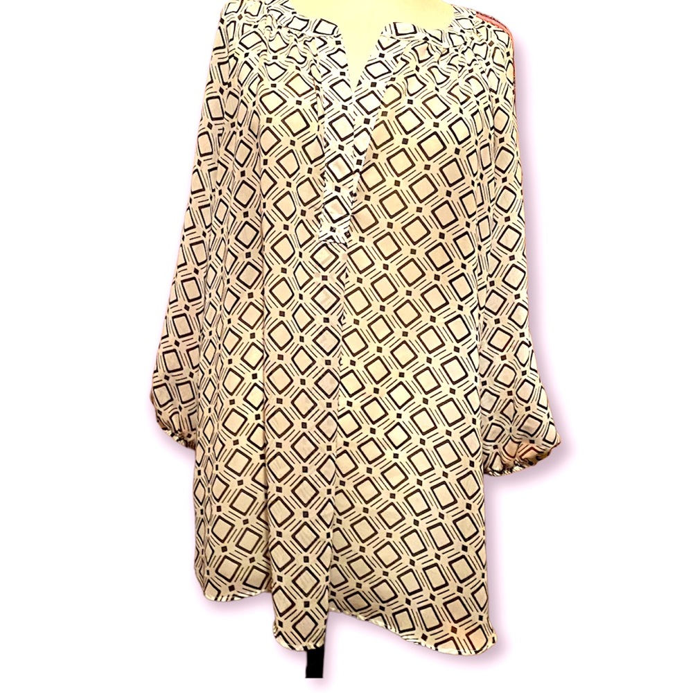 ALYX sheer geometric tunic with inset design on long sleeves 1X EUC